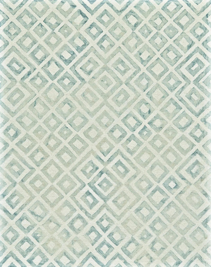 Transitional Print Ivory and Green and Gray Area Rug
