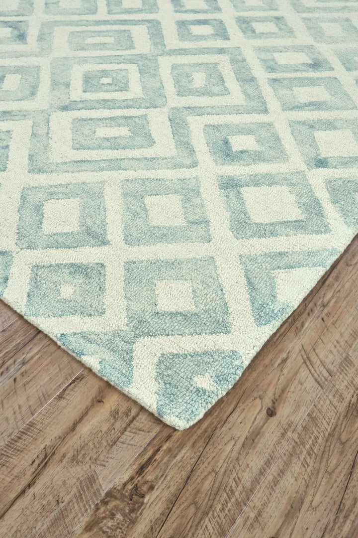Transitional Print Ivory and Green and Gray Area Rug