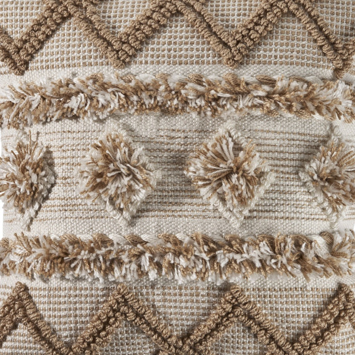 Premium 20" x 20" Tan Zippered Geometric Indoor Outdoor Throw Pillow with Polyester Construction