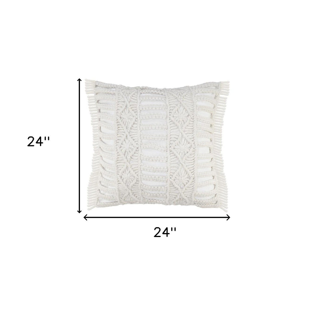 Premium 24" x 24" White Zippered Tropical Indoor Outdoor Throw Pillow with Island Style Design