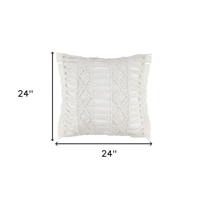 Premium 24" x 24" White Zippered Tropical Indoor Outdoor Throw Pillow with Island Style Design
