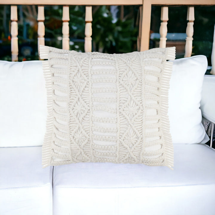 Premium 24" x 24" White Zippered Tropical Indoor Outdoor Throw Pillow with Island Style Design