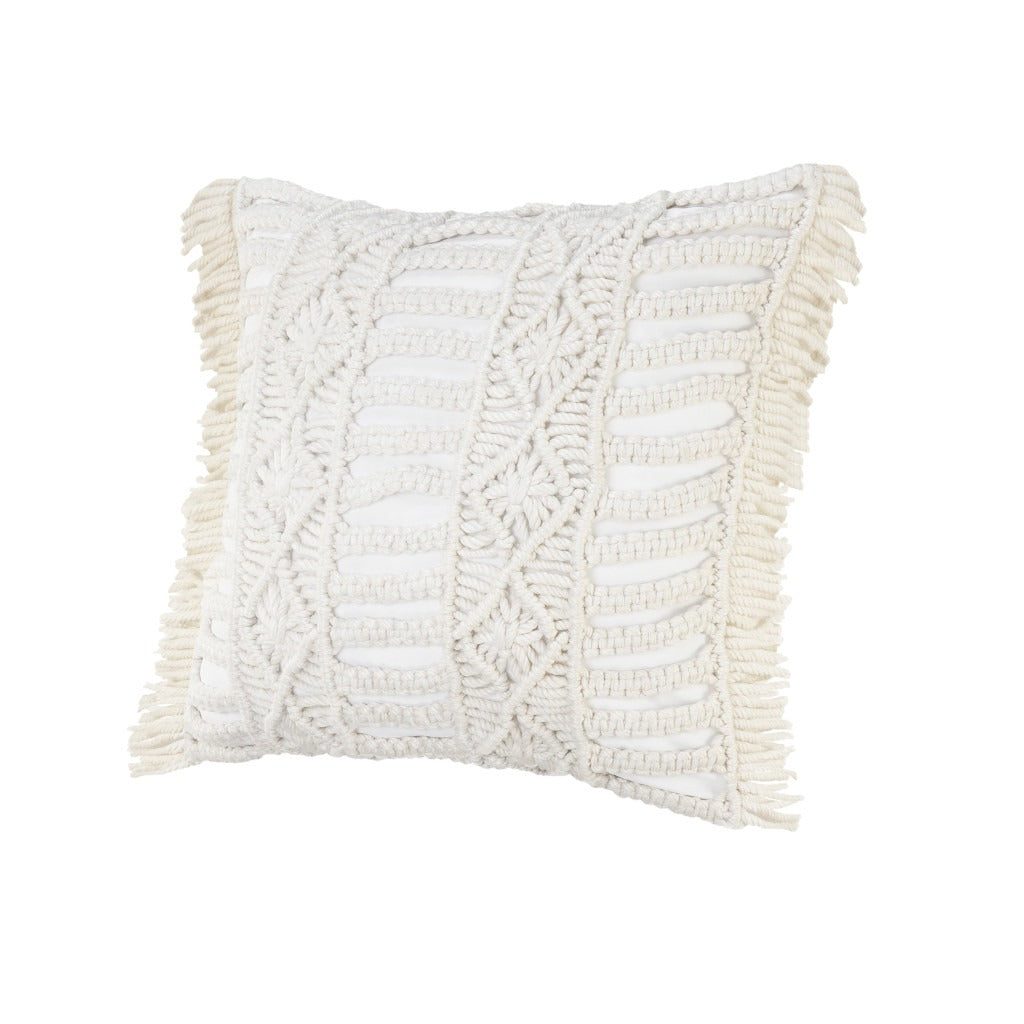 Premium 24" x 24" White Zippered Tropical Indoor Outdoor Throw Pillow with Island Style Design