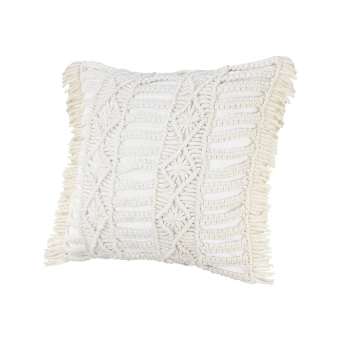 Premium 24" x 24" White Zippered Tropical Indoor Outdoor Throw Pillow with Island Style Design