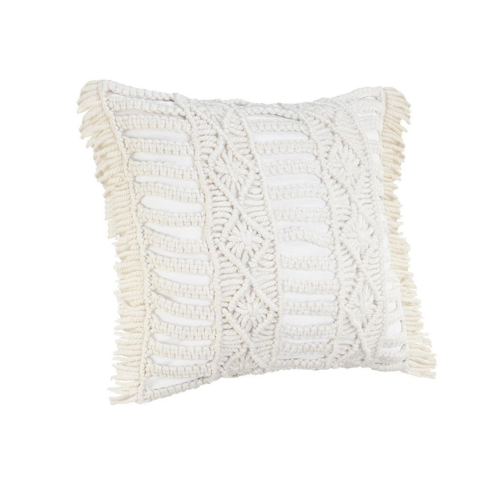 Premium 24" x 24" White Zippered Tropical Indoor Outdoor Throw Pillow with Island Style Design