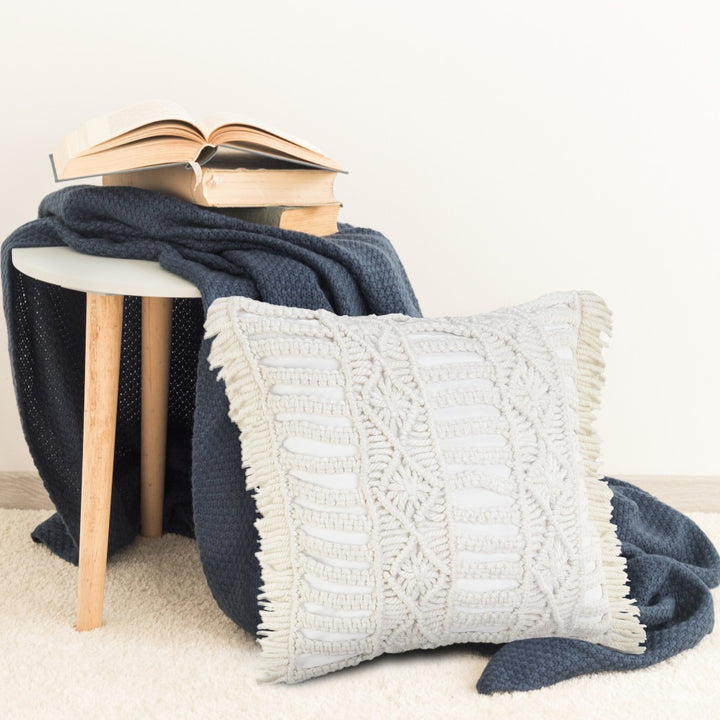 Premium 24" x 24" White Zippered Tropical Indoor Outdoor Throw Pillow with Island Style Design