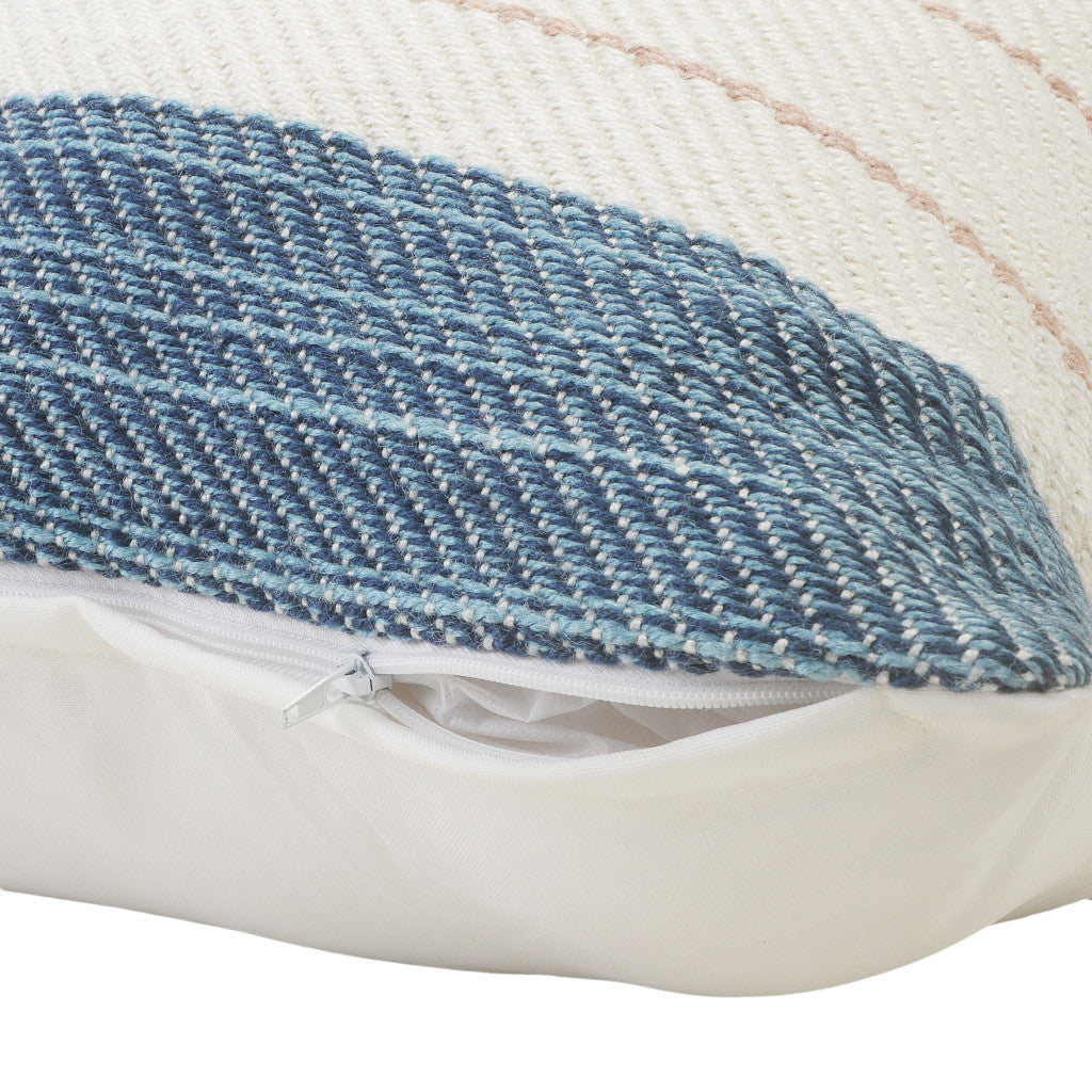 Premium 24" x 24" White Zippered Striped Indoor Outdoor Throw Pillow