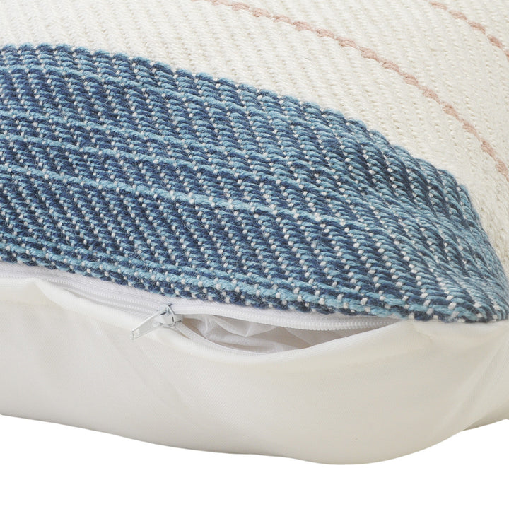 Premium 24" x 24" White Zippered Striped Indoor Outdoor Throw Pillow