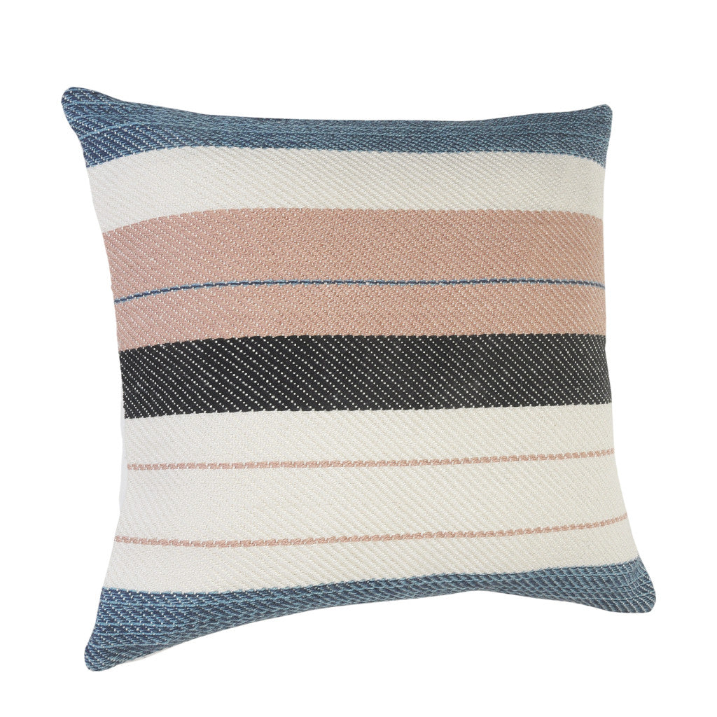 Premium 24" x 24" White Zippered Striped Indoor Outdoor Throw Pillow