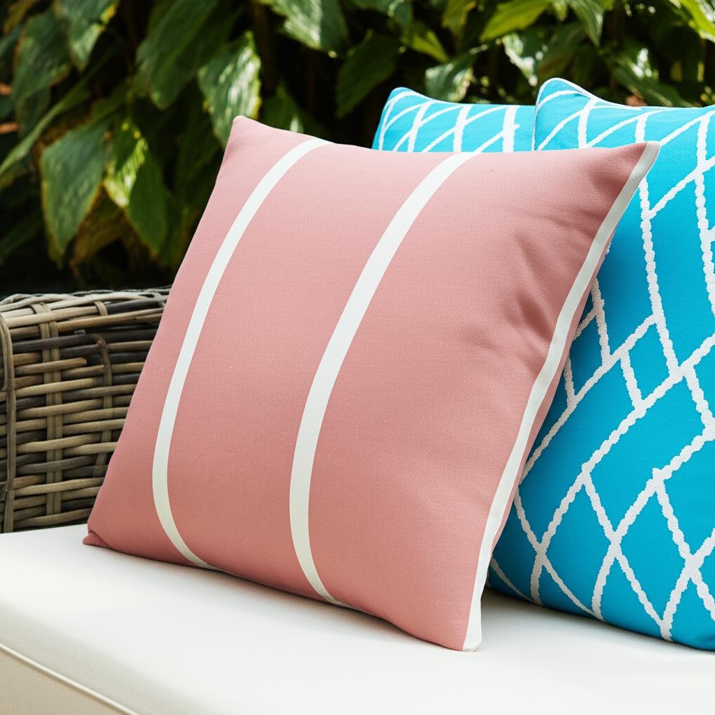 Premium 20" x 20" Pink Zippered Geometric Indoor Outdoor Throw Pillow with Microsuede Cover