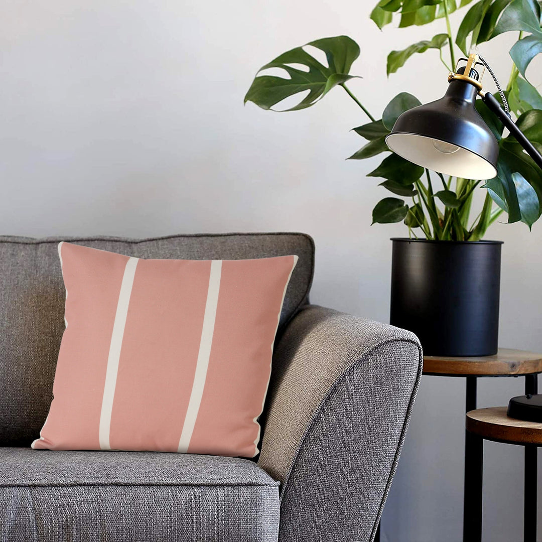 Premium 20" x 20" Pink Zippered Geometric Indoor Outdoor Throw Pillow with Microsuede Cover