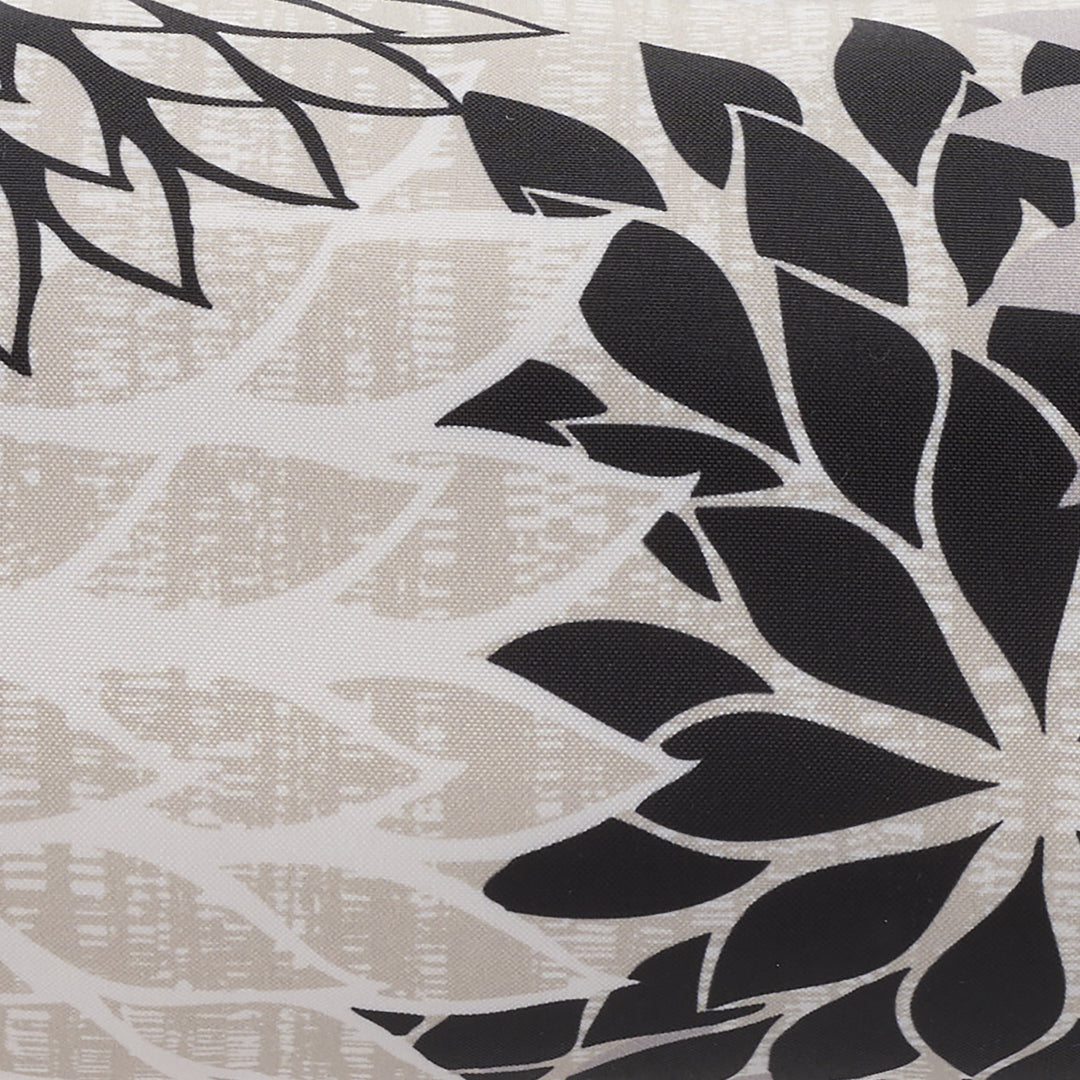 Premium 6" x 20" Black Gray and White Bolster Floral Indoor Outdoor Throw Pillow