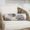 Premium 6" x 20" Black Gray and White Bolster Floral Indoor Outdoor Throw Pillow