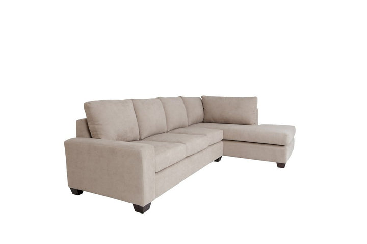 Tan Beige Blue Right Facing L-Shaped Sectional Sofa