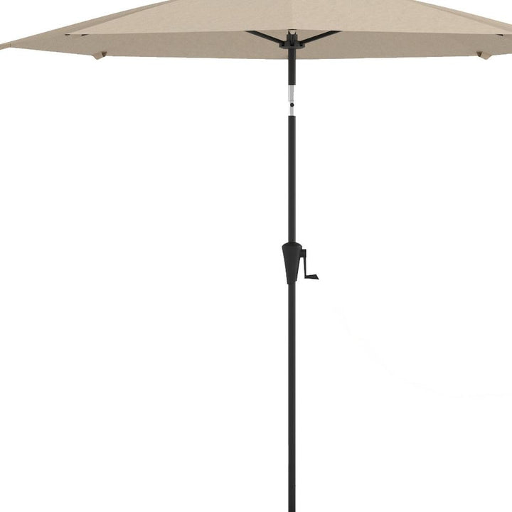 Premium 93" Tan Polyester Octagonal Tilt Market Patio Umbrella with Rib Replacement Technology