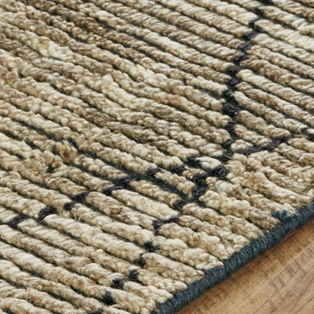 Transitional Diamond Tan/Blue/Black Area Rug