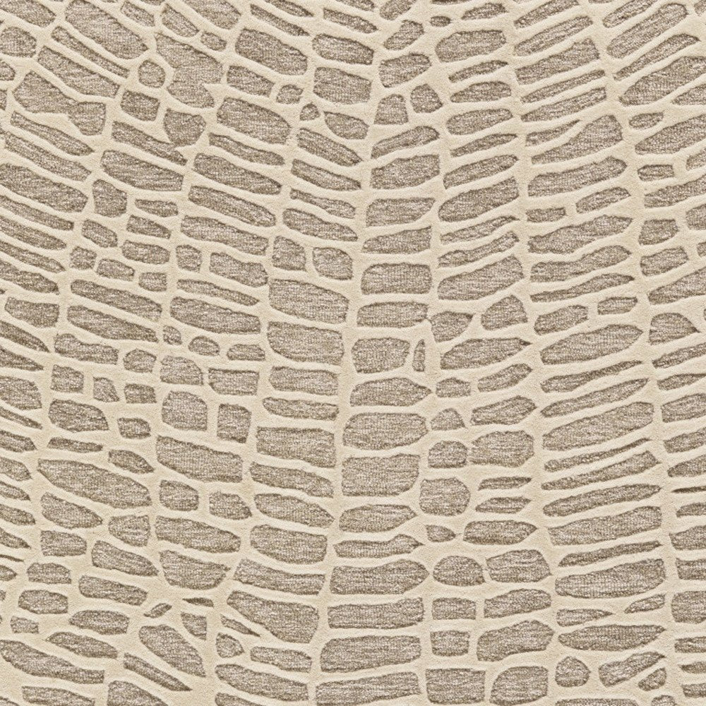 2' X 3' Tan and Ivory Wool Abstract Hand Tufted Area Rug