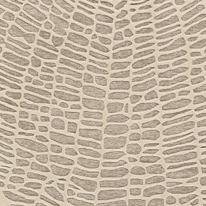 2' X 3' Tan and Ivory Wool Abstract Hand Tufted Area Rug