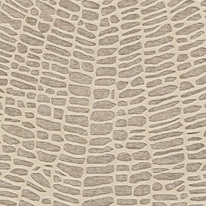 2' X 3' Tan and Ivory Wool Abstract Hand Tufted Area Rug