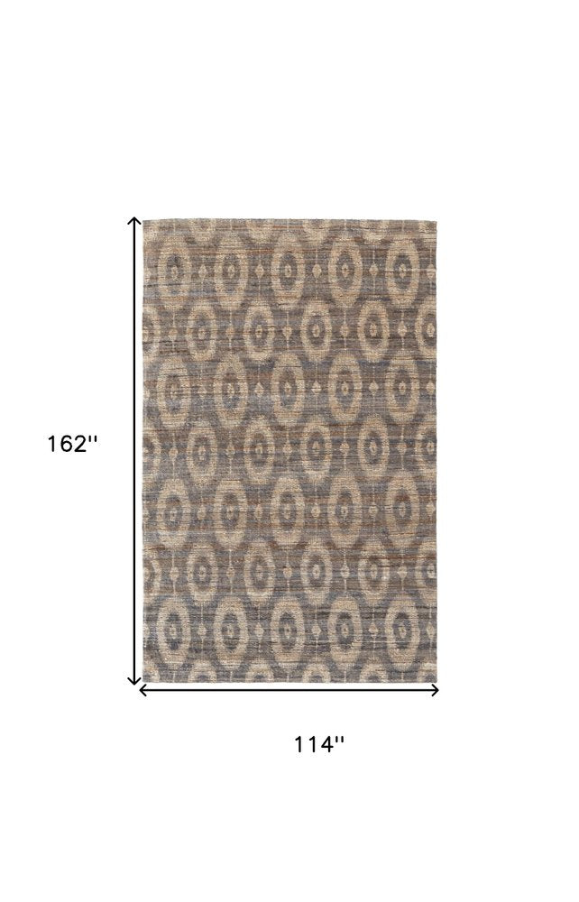 9' X 13' Taupe and Tan Geometric Hand Woven Area Rug