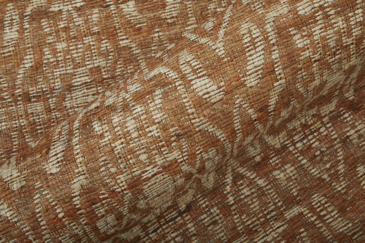 8' X 11' Orange and Tan Geometric Hand Woven Area Rug