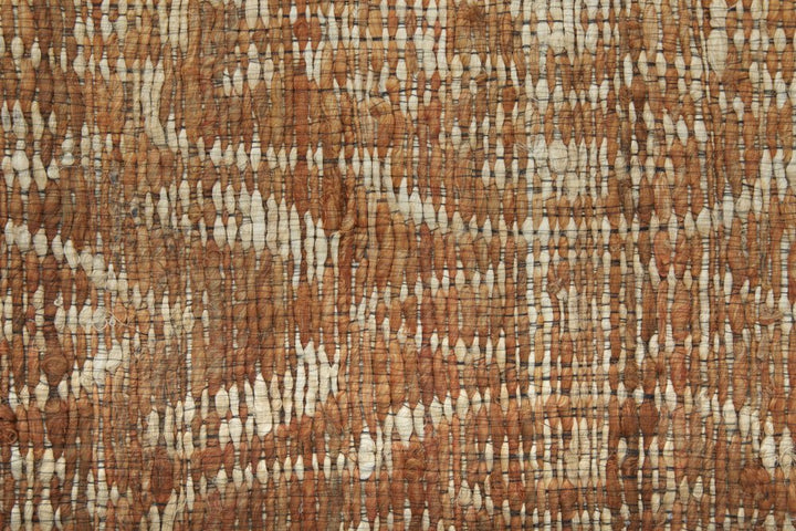 8' X 11' Orange and Tan Geometric Hand Woven Area Rug