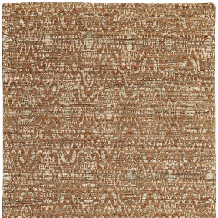 8' X 11' Orange and Tan Geometric Hand Woven Area Rug