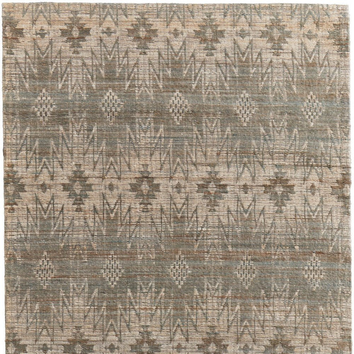 5' X 8' Tan and Gray Geometric Hand Woven Area Rug
