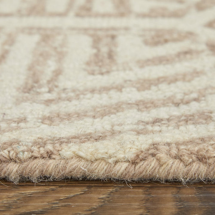 5' X 8' Brown and Ivory Wool Geometric Hand Tufted Area Rug