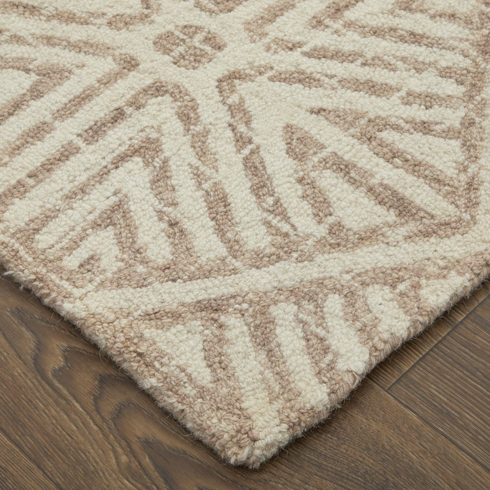 5' X 8' Brown and Ivory Wool Geometric Hand Tufted Area Rug
