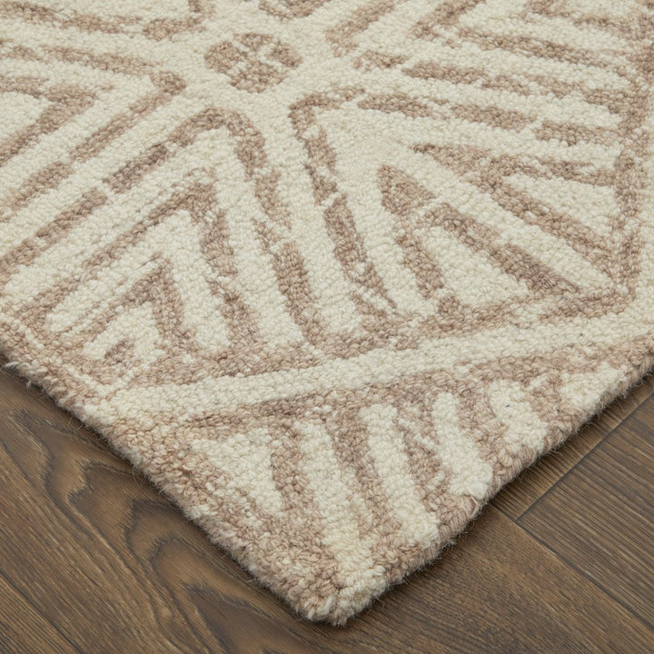 5' X 8' Brown and Ivory Wool Geometric Hand Tufted Area Rug