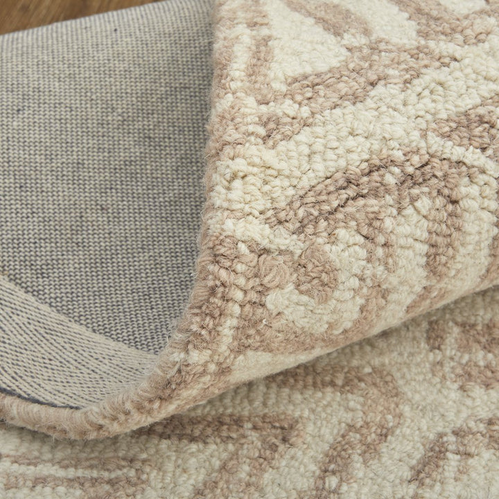 5' X 8' Brown and Ivory Wool Geometric Hand Tufted Area Rug