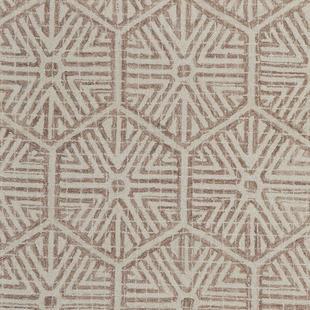 5' X 8' Brown and Ivory Wool Geometric Hand Tufted Area Rug