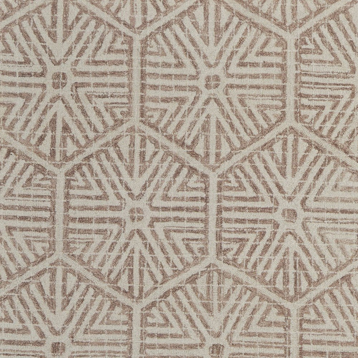 5' X 8' Brown and Ivory Wool Geometric Hand Tufted Area Rug