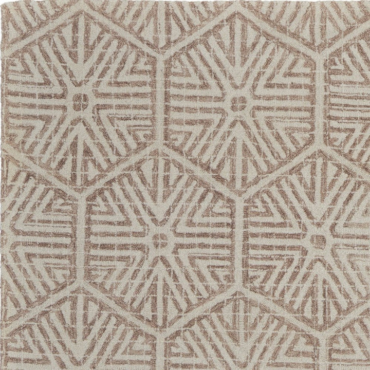 5' X 8' Brown and Ivory Wool Geometric Hand Tufted Area Rug