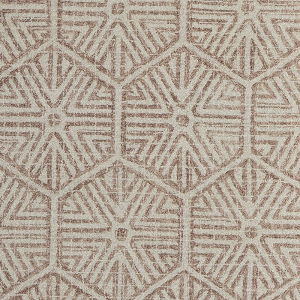 5' X 8' Brown and Ivory Wool Geometric Hand Tufted Area Rug