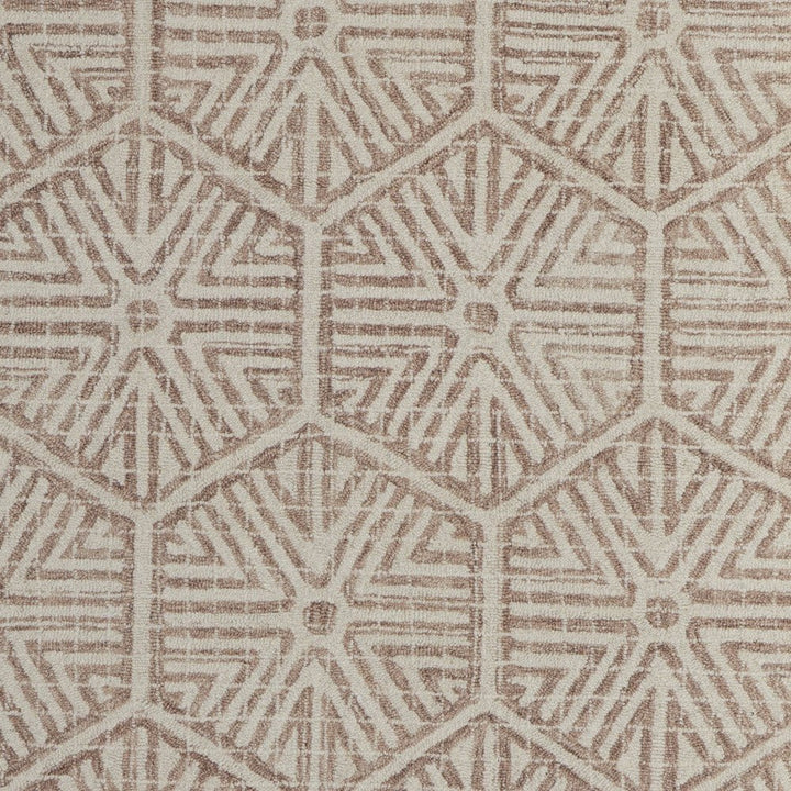 5' X 8' Brown and Ivory Wool Geometric Hand Tufted Area Rug