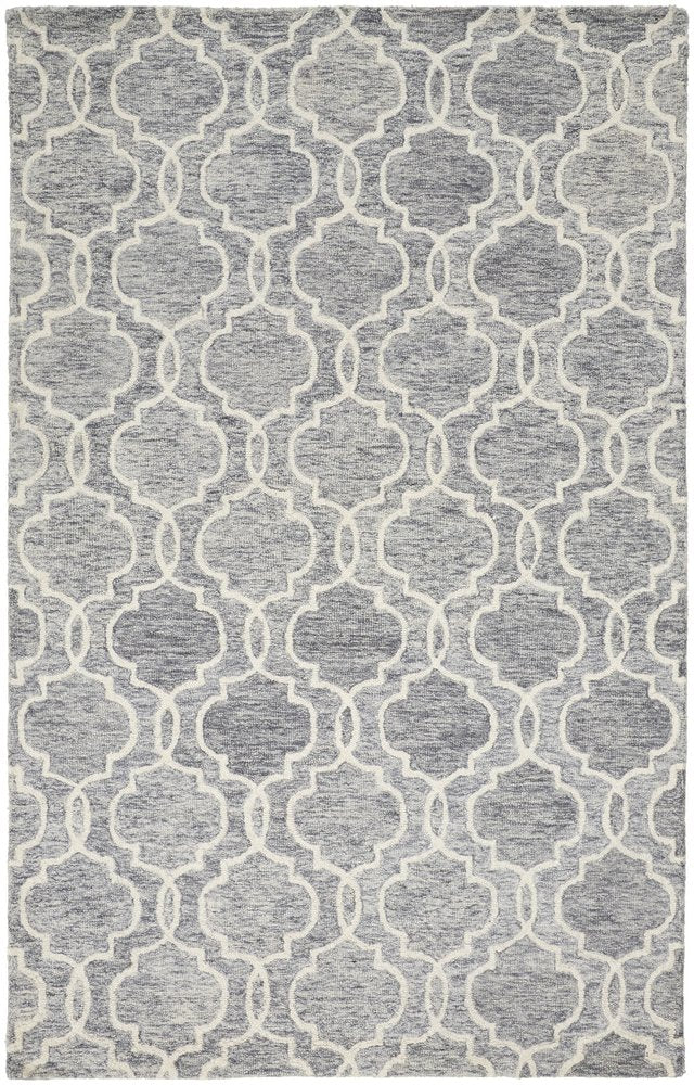 10' X 14' Ivory And Gray Wool Geometric Hand Tufted Area Rug