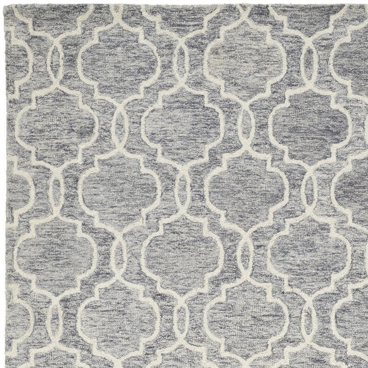 10' X 14' Ivory And Gray Wool Geometric Hand Tufted Area Rug