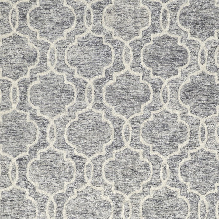 10' X 14' Ivory And Gray Wool Geometric Hand Tufted Area Rug