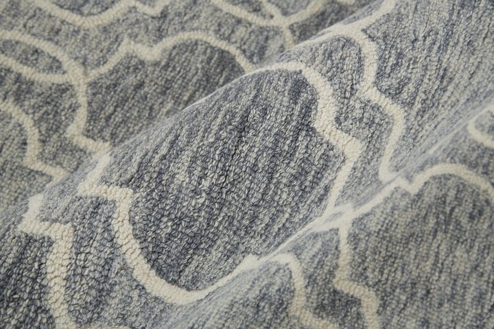 10' X 14' Ivory And Gray Wool Geometric Hand Tufted Area Rug