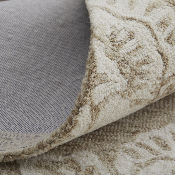 12' X 15' Tan and Ivory Wool Oriental Hand Tufted Area Rug