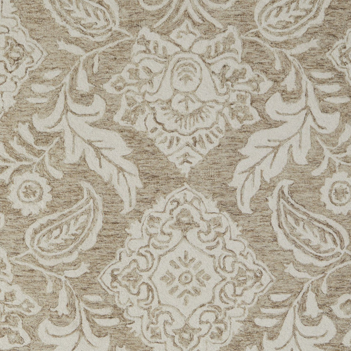 12' X 15' Tan and Ivory Wool Oriental Hand Tufted Area Rug