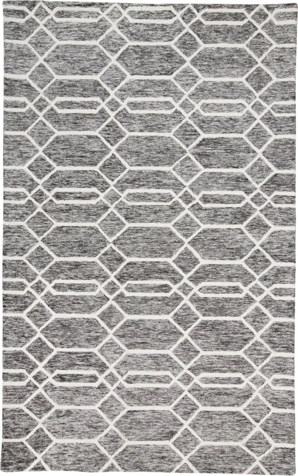 Transitional Trellis & Lattice Gray/Black/Ivory Area Rug