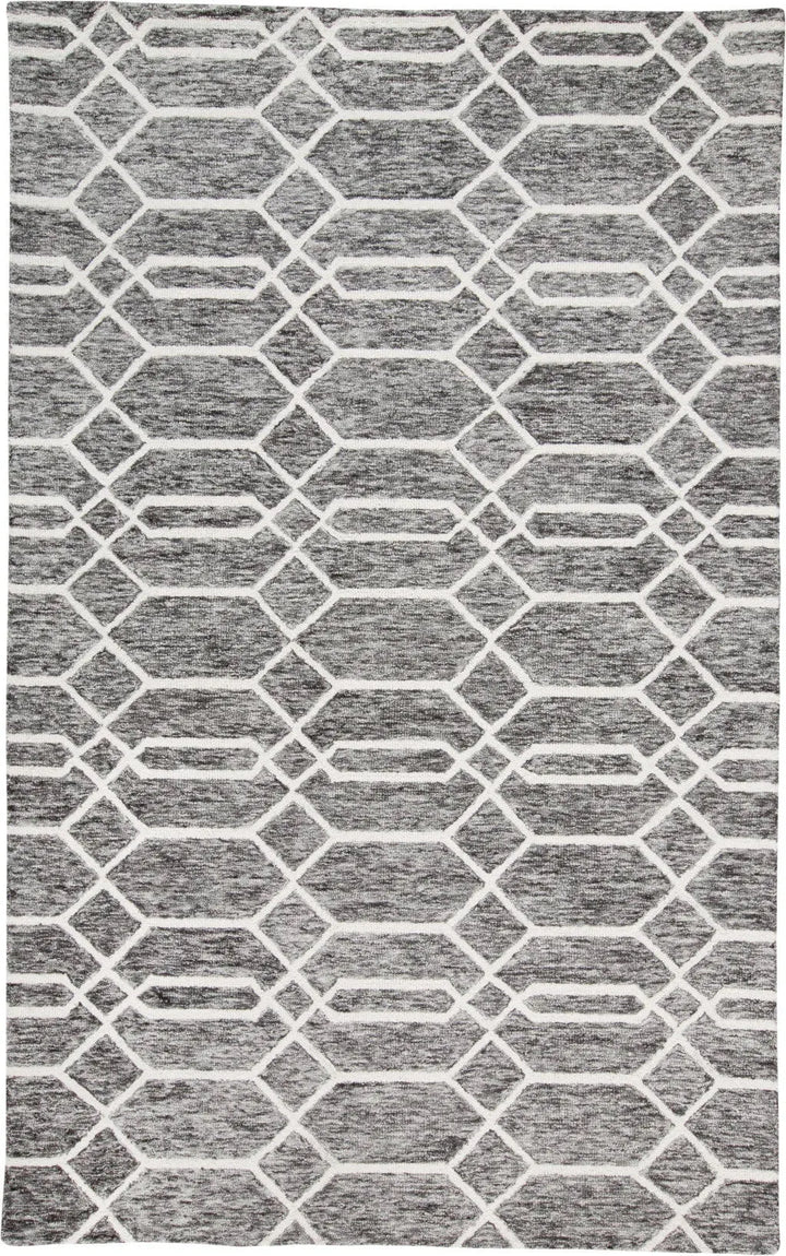 Transitional Trellis & Lattice Gray/Black/Ivory Area Rug
