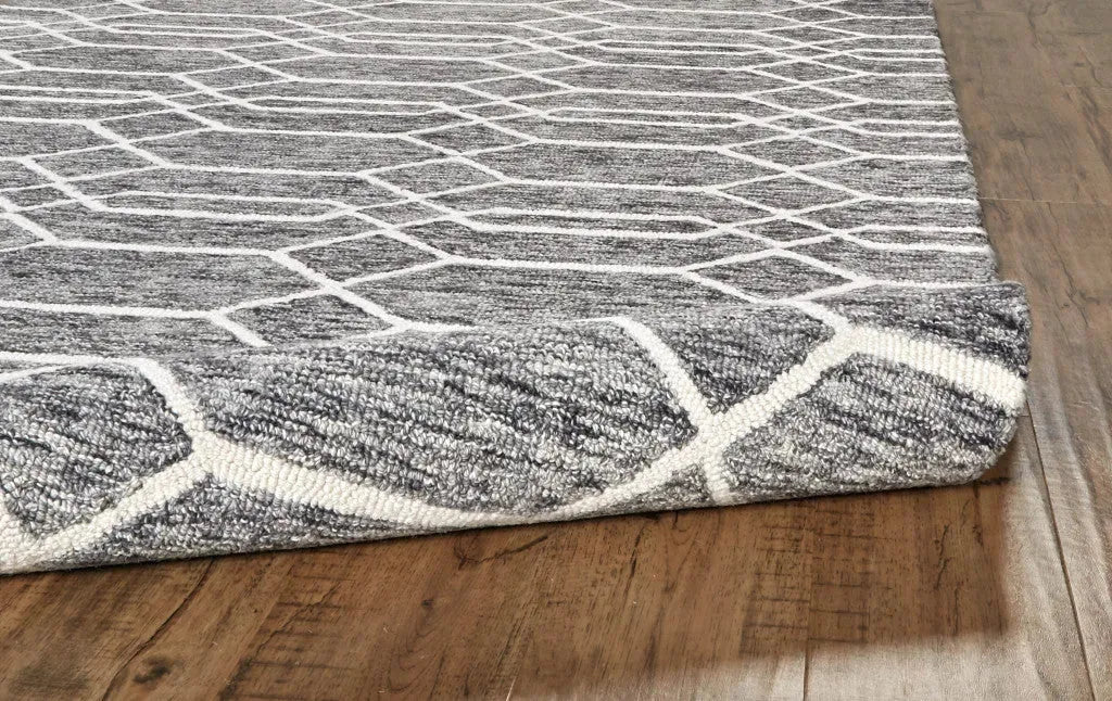 Transitional Trellis & Lattice Gray/Black/Ivory Area Rug