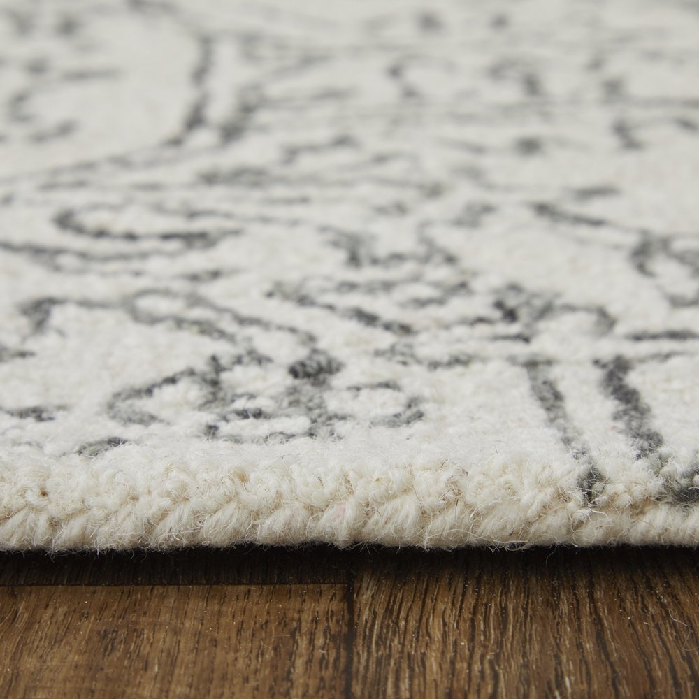 10' X 14' White and Gray Wool Oriental Hand Tufted Area Rug