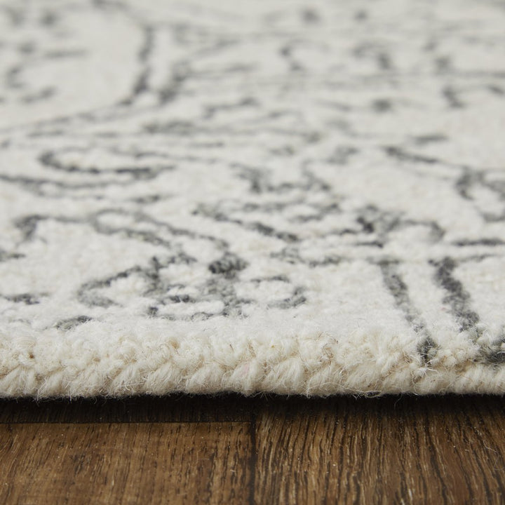 10' X 14' White and Gray Wool Oriental Hand Tufted Area Rug
