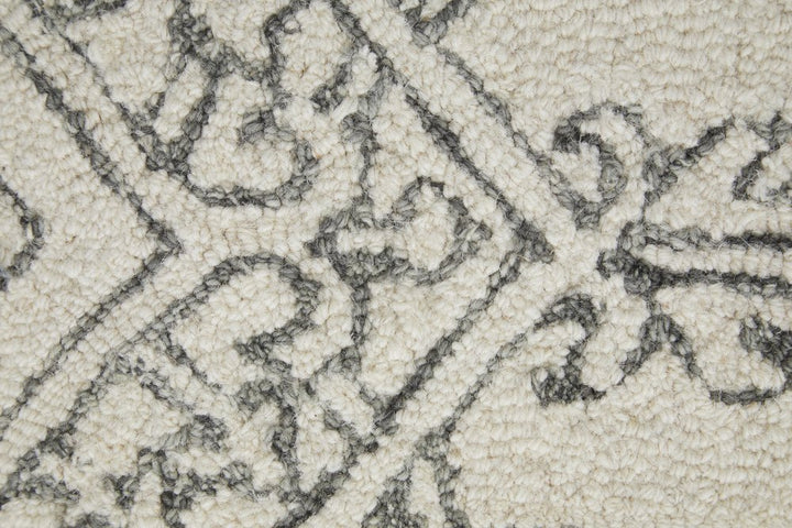 10' X 14' White and Gray Wool Oriental Hand Tufted Area Rug