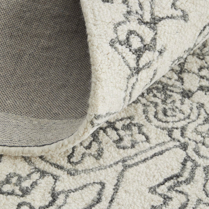 10' X 14' White and Gray Wool Oriental Hand Tufted Area Rug